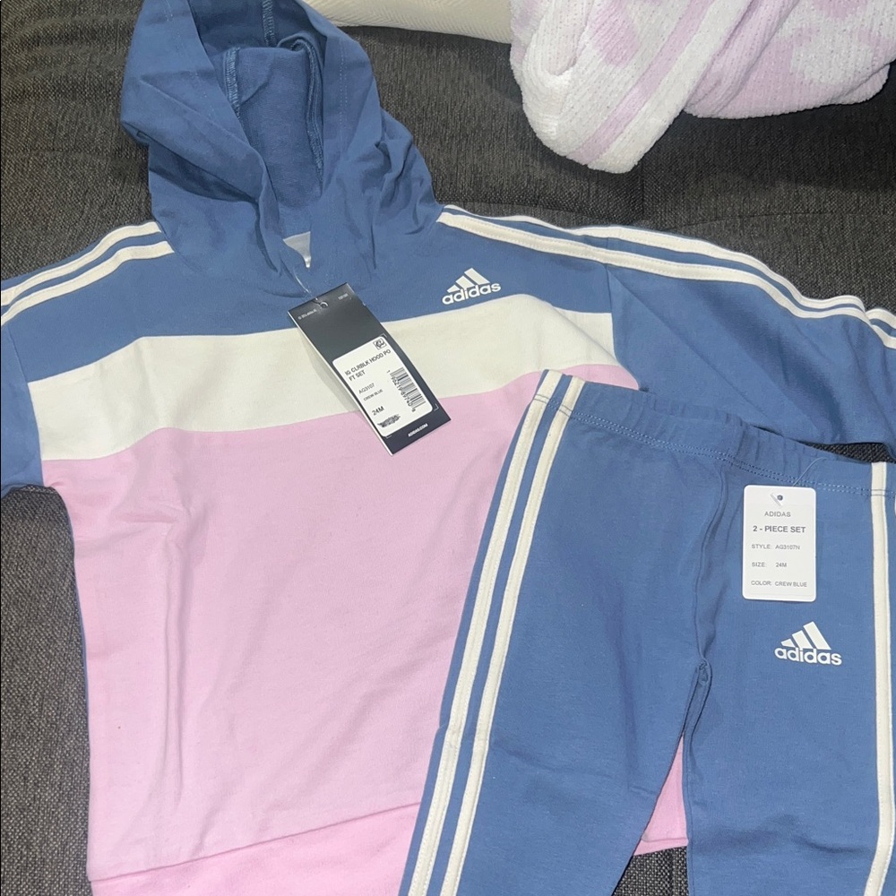 Adidas Pastel Blue and Pink Tracksuit
